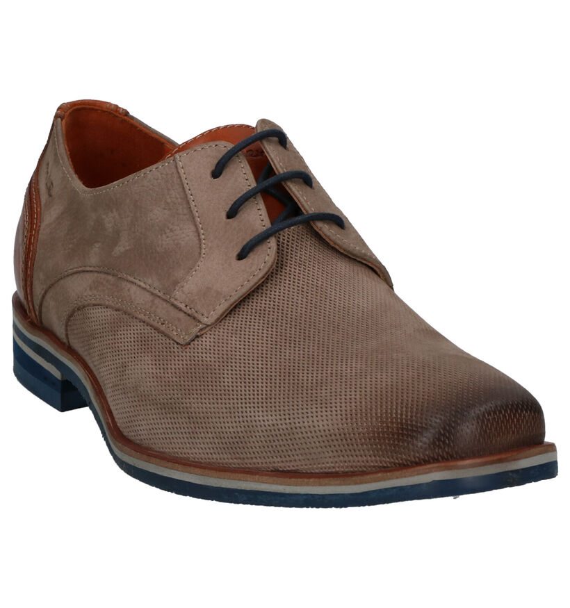 Van Lier Taupe Nette Veterschoenen en cuir (277024)