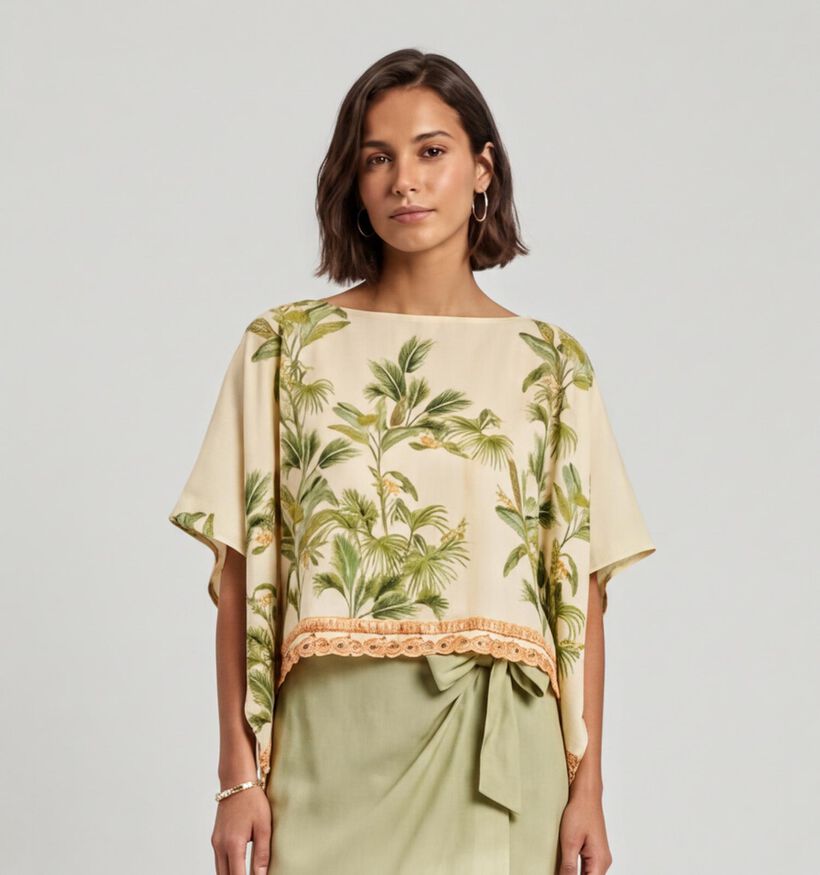 Vero Moda Heather Beige/Groene Blouse voor dames (379093)