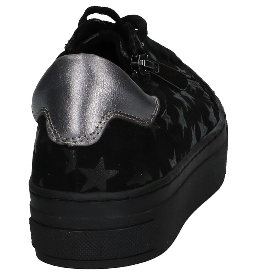 Marco Tozzi Zwarte Sneakers met Sterrenprint in stof (222084)