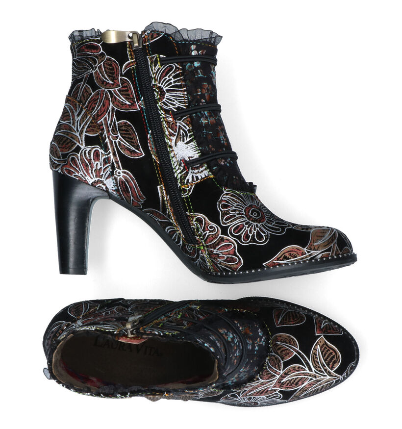 Laura Vita Alcbaneo Bottines à talons en Noir en textile (316692)