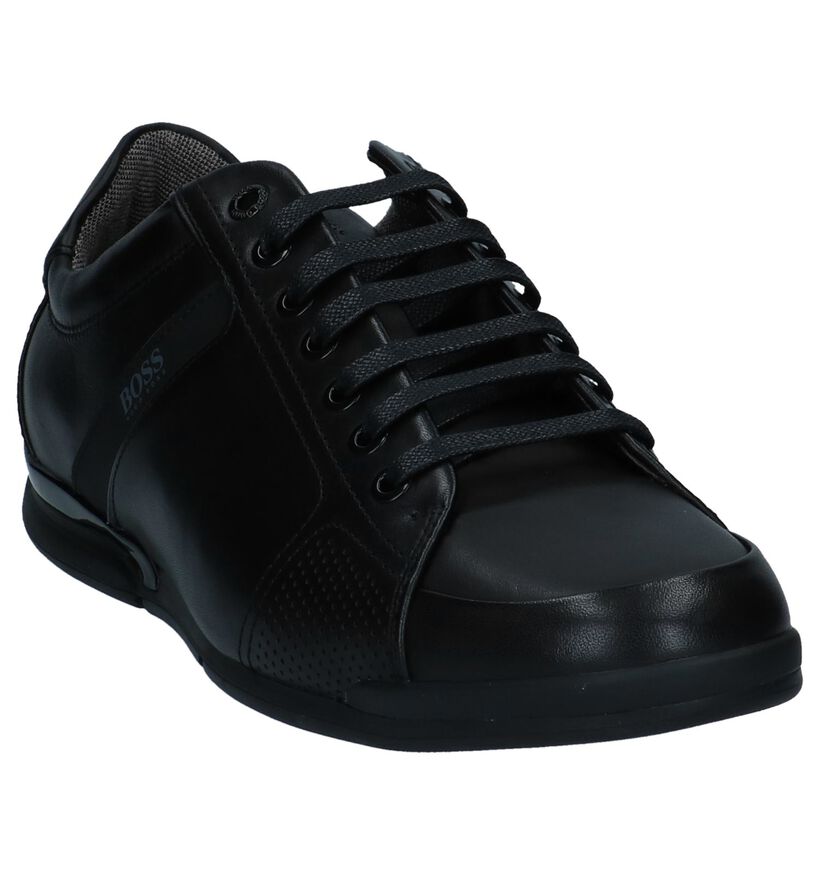 Zwarte Casual Veterschoenen Hugo Boss Saturn Low Lux in leer (237091)