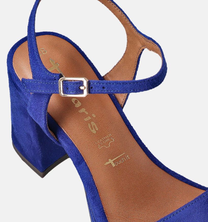 Tamaris Sandales avec talon carré en Bleu pour femmes (354383)