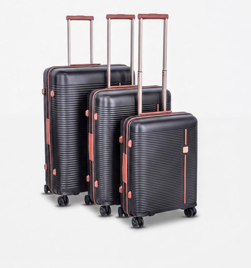 Origin Zwarte/Cognac Medium Reiskoffer voor dames (376173)
