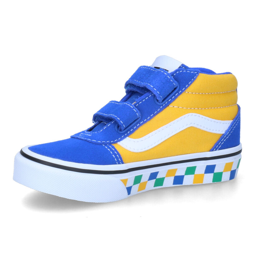 Vans Ward Mid Primary Check Blauw/Groene Hoge Sneakers in daim (303036)