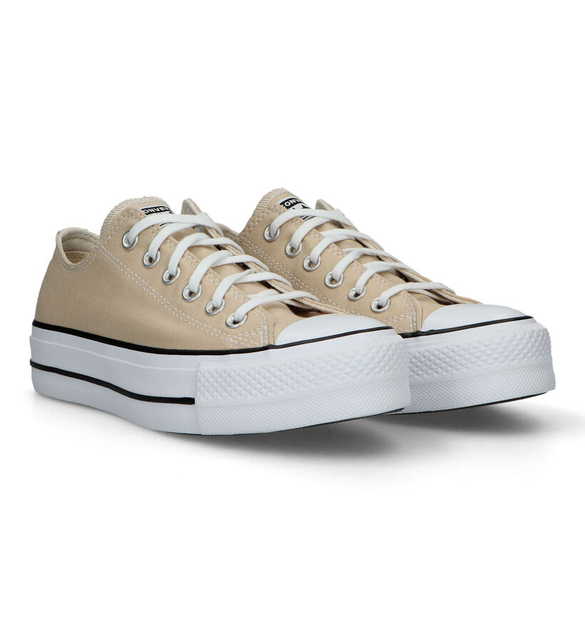 Converse Chuck Taylor All Star Lift Platform Beige Sneakers voor dames (325470)