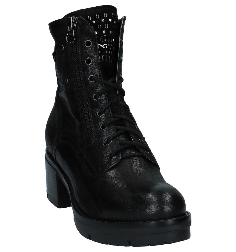 NeroGiardini Zwarte Boots met Rits en Veter in leer (226514)