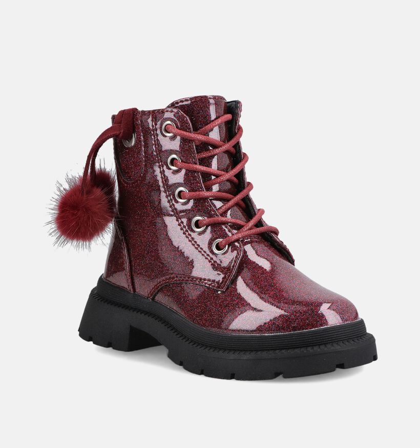 Milo & Mila Boots &agrave; lacets en Bordeaux pour filles (378696)