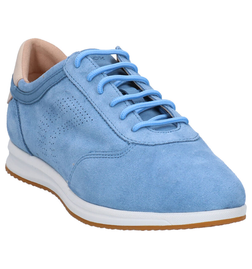 Geox Avery Blauwe Veterschoenen in daim (266844)