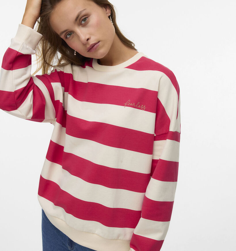 Vero Moda Viola Bea Gestreepte Rode/Lichtbeige Sweater voor dames (367193)