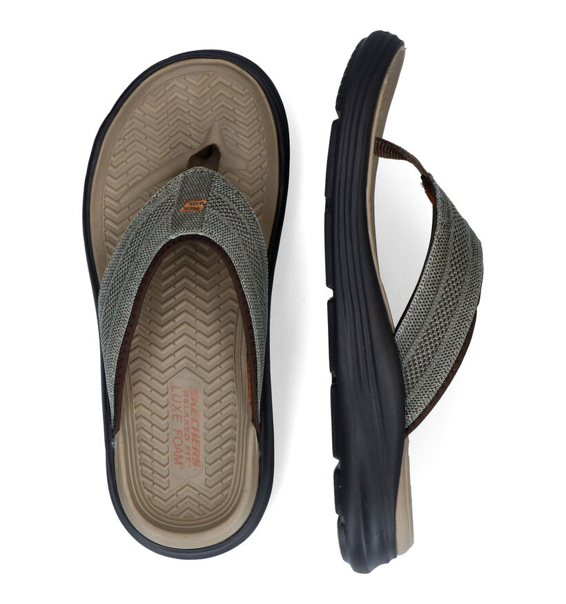 Skechers Relaxed Fit Sargo Point Vista Bruine Teenslippers in stof (306028)
