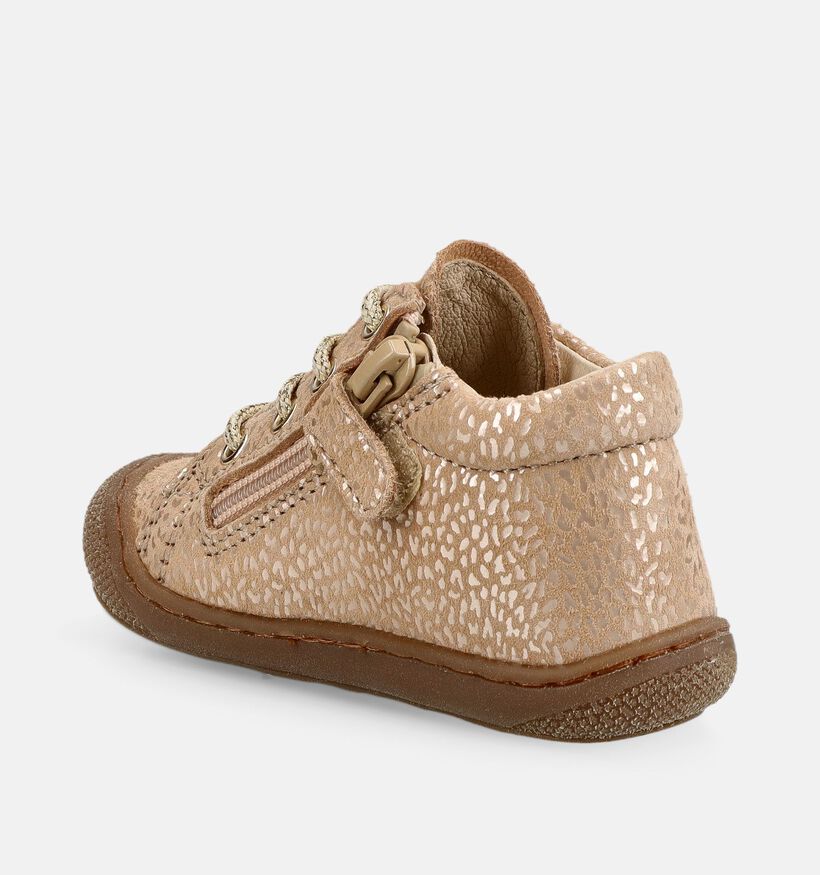 Naturino Cocoon Zip Suede Boots &agrave; lacets en Beige/Or pour filles (380147) - pour semelles orthop&eacute;diques