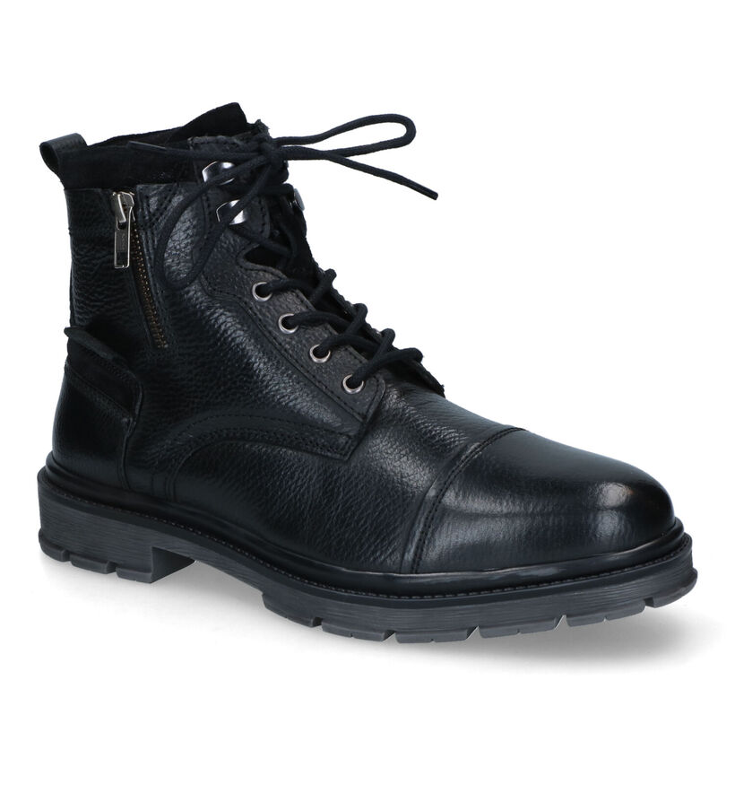 Xti Boots à fermeture éclair en Noir en cuir (322464)