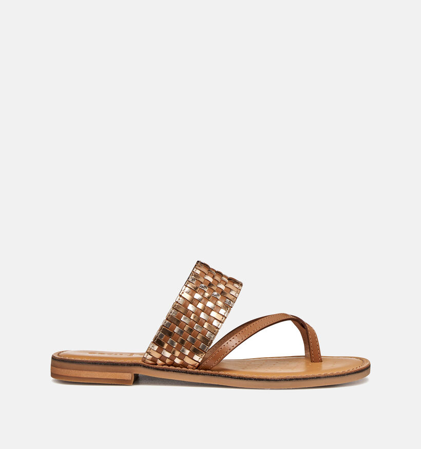 Geox Nu-pieds plates en Cognac pour femmes (368489)