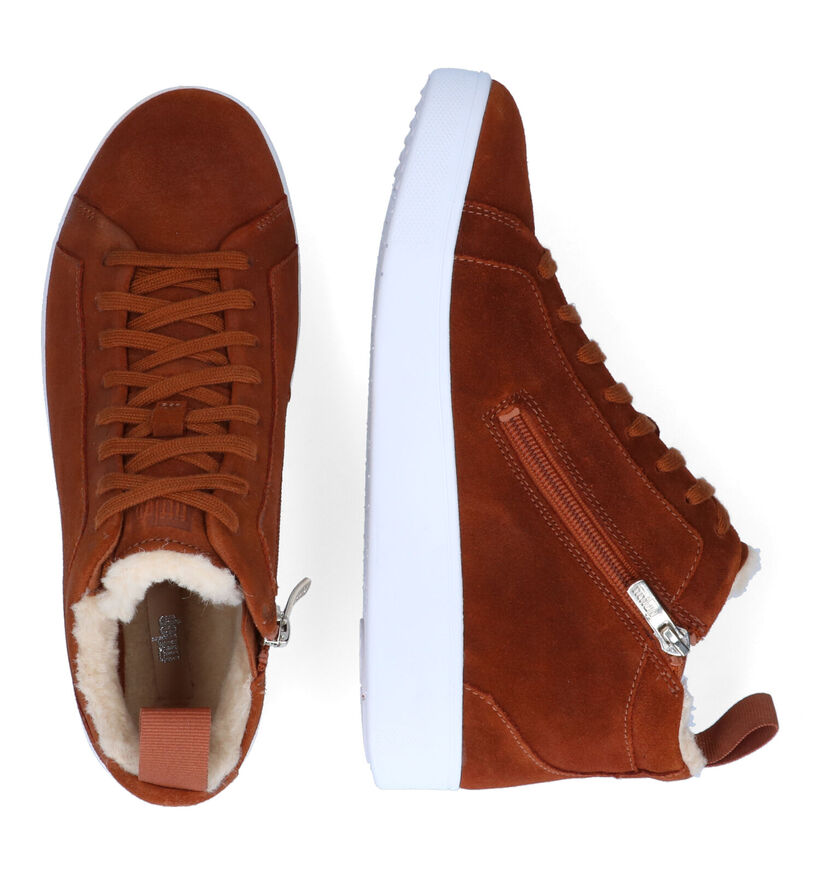 FitFlop Rally High Top Suede Cognac Hoge Sneakers in daim (295132)