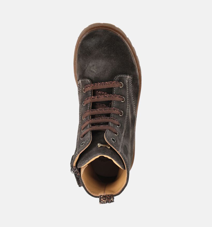 STONES and BONES Bench Boots &agrave; lacets en Brun fonc&eacute; pour filles (381399) - pour semelles orthop&eacute;diques