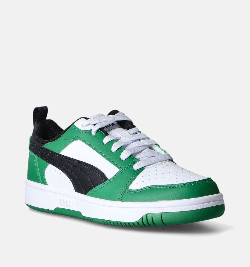 Puma Rebound v6 Lo Groene Sneakers voor jongens, meisjes (350371) - geschikt voor steunzolen