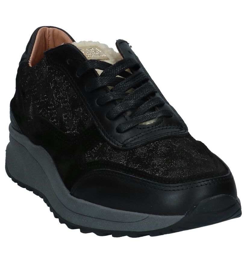 Scapa Zwarte Veterschoenen met Sterrenprint in leer (227349)