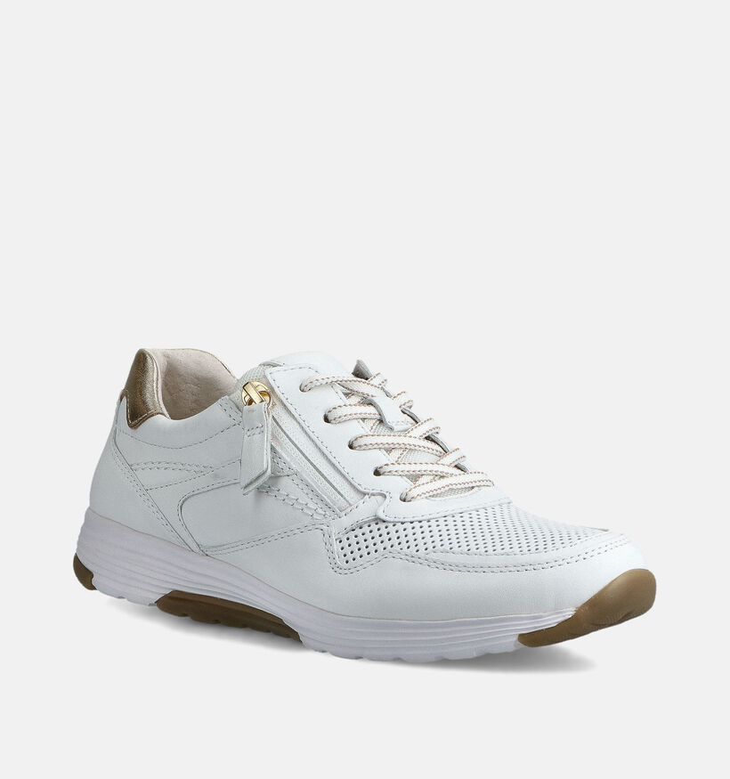 Gabor Rollingsoft Witte/Gouden Rits-Veterschoenen voor dames (368405) - geschikt voor steunzolen