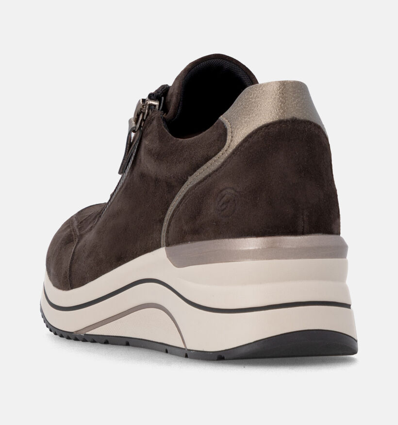 Remonte Chocoladebruine Rits-Veterschoenen met Sleehak voor dames (376594) - geschikt voor steunzolen