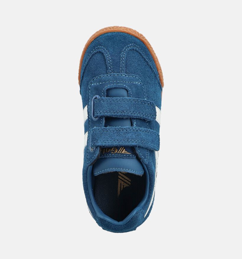 Gola Harrier Strap Chaussures à scratch en Bleu/Blanc pour filles, garçons (360993)