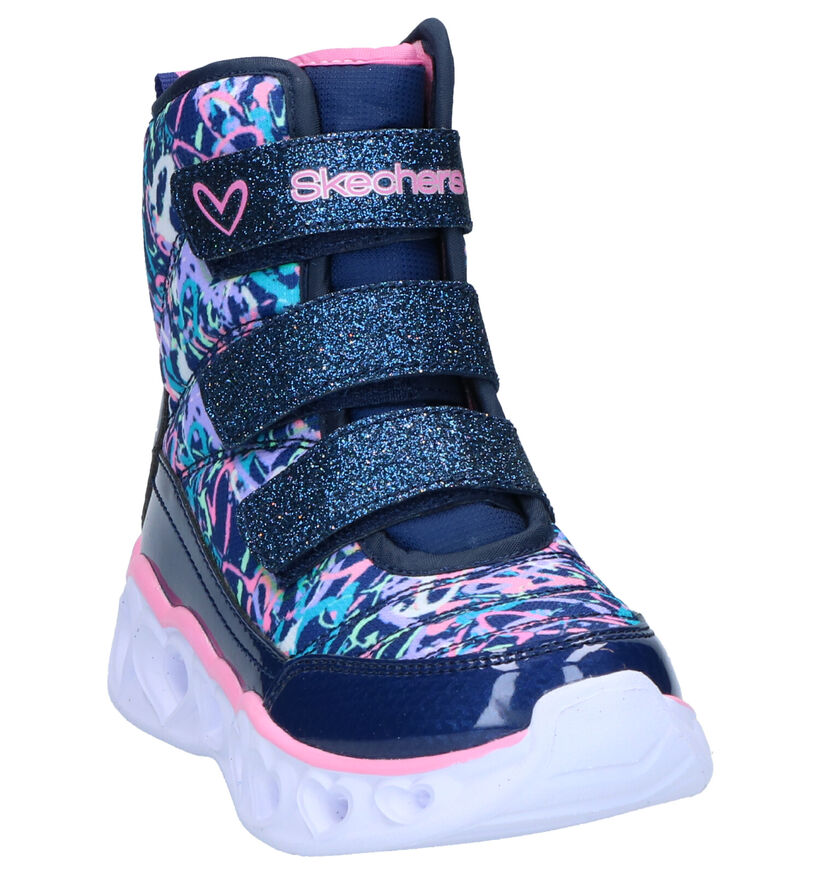 Skechers Heart Lights Blauwe Lichtjesschoenen in stof (263425)