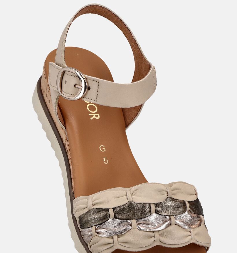 Gabor Beige Sandalen met sleehak voor dames (373309)