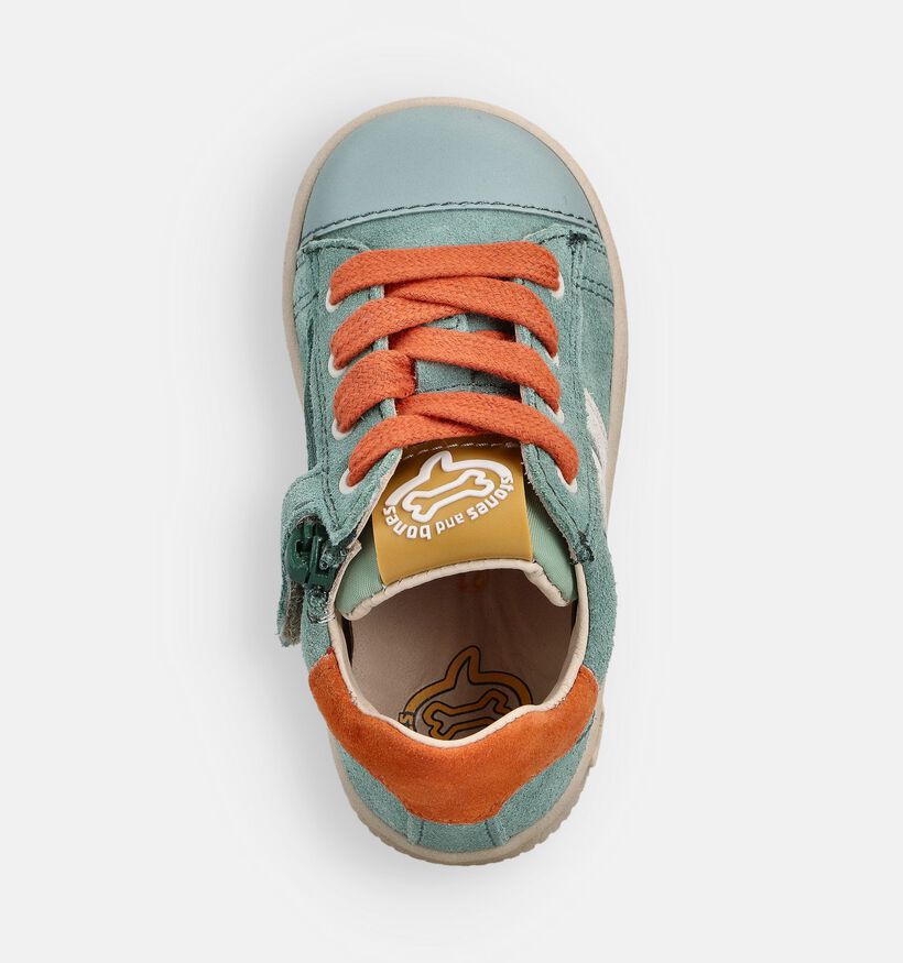 STONES and BONES Nepo Groene/Oranje Sneakers voor jongens (369608) - geschikt voor steunzolen