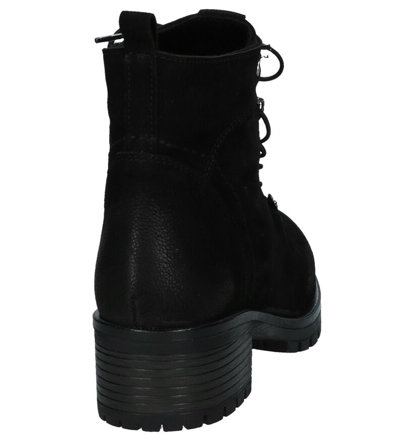 Zwarte Boots met Rits/Veter Baboos in leer (235323)