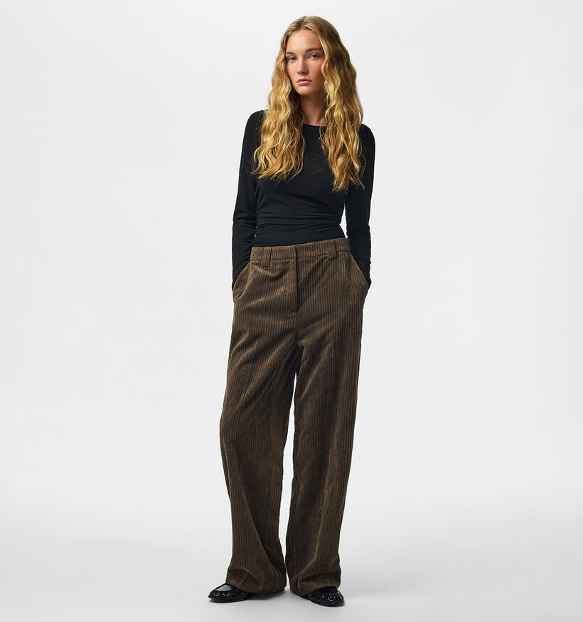 Pieces Audre Cord Donkergroene Geklede Broek voor dames (379333)