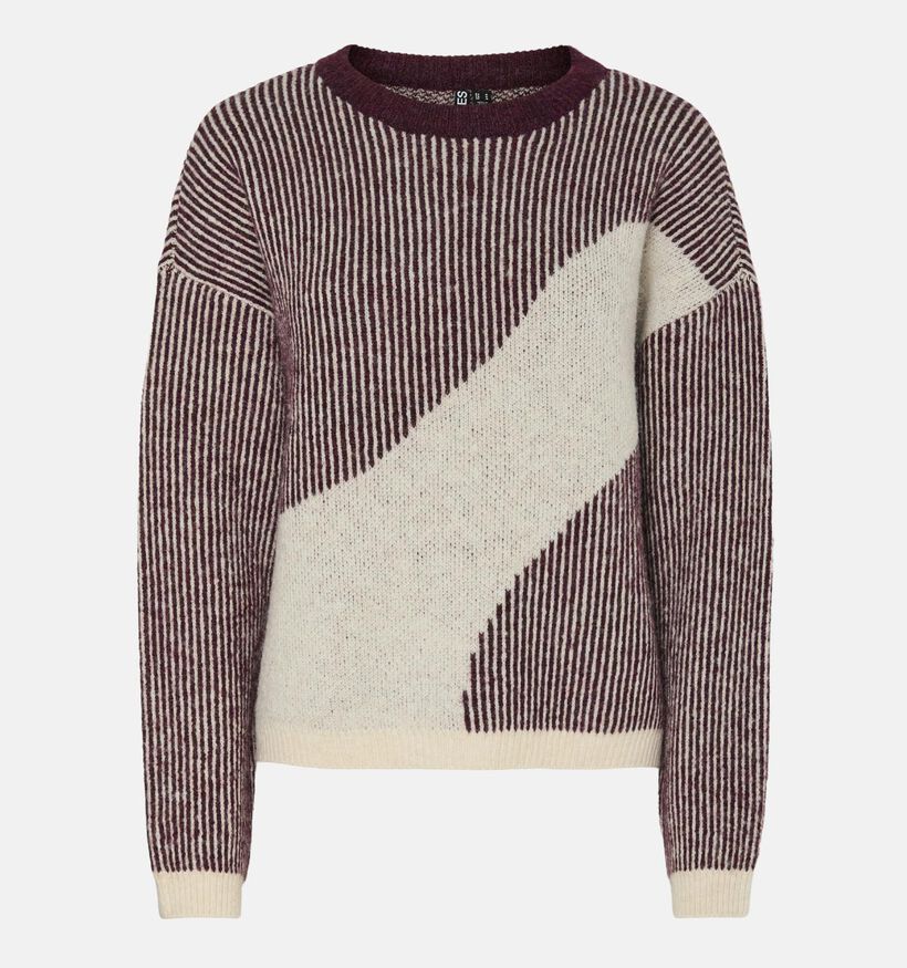 Pieces Linna Knit Grijze Trui Pieces Linna Knit Bordeaux Trui voor dames (361149)