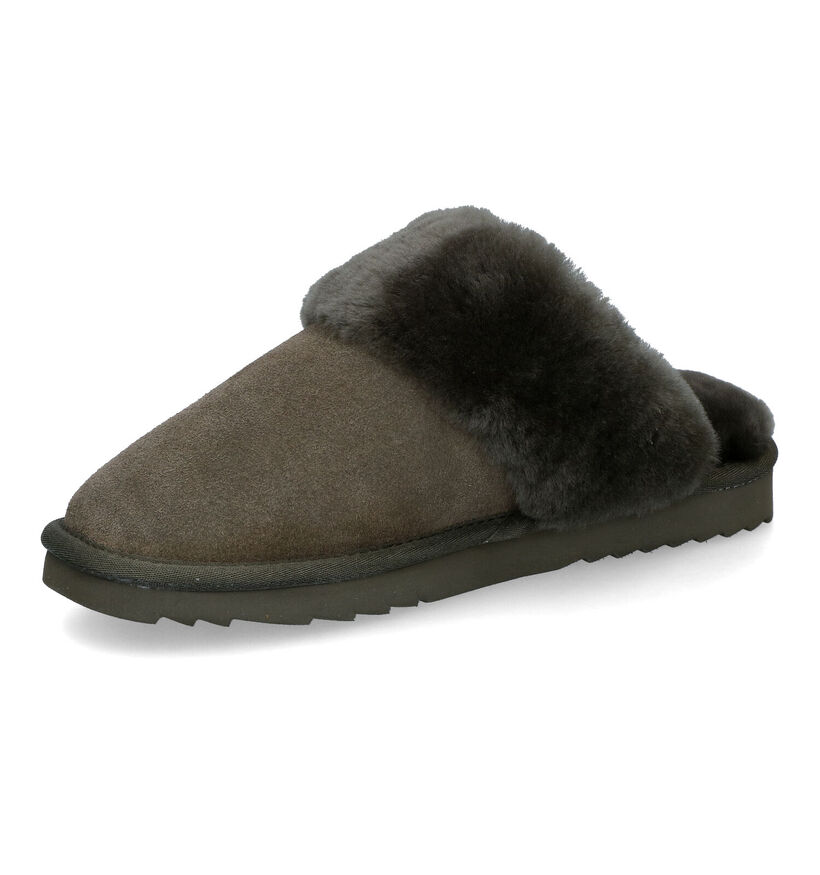 Warmbat Flurry Cognac Wollen Pantoffels voor dames (329908)