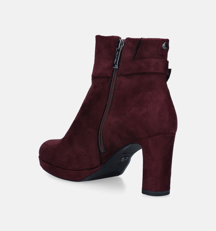Tamaris Bordeaux Enkellaarzen met hak voor dames (346632)