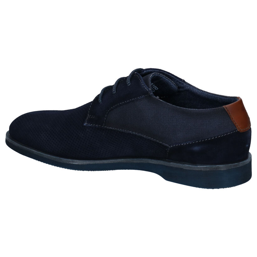 Bugatti Blauwe Geklede Veterschoenen in nubuck (293629)