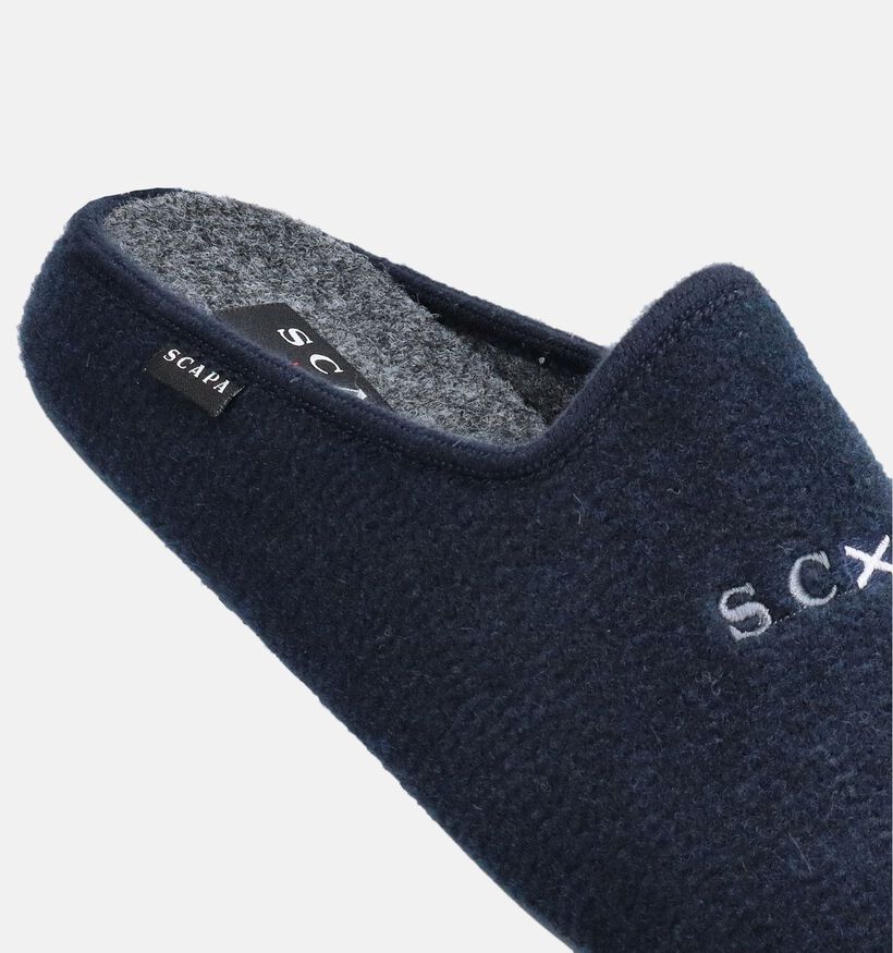 Scapa Pantoufles ouvertes en Bleu fonc&eacute; pour hommes (381016) - pour semelles orthop&eacute;diques