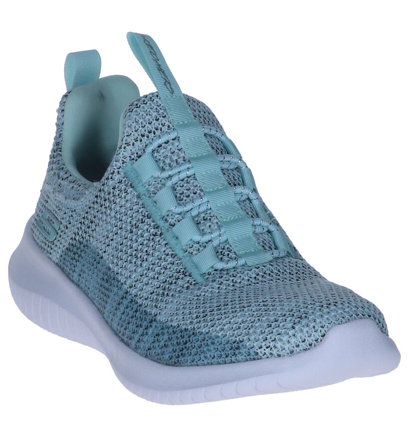 Lichtblauwe Slip-on Sneakers Skechers Ultra Flex in stof (250655)