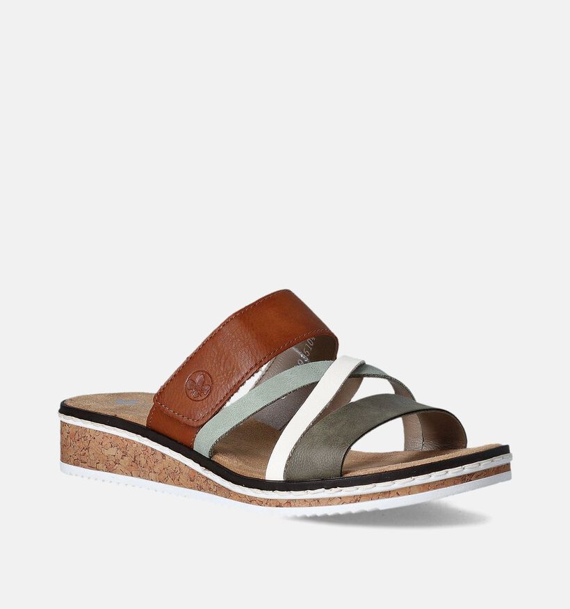 Rieker Kaki Slippers met sleehak voor dames (354928)