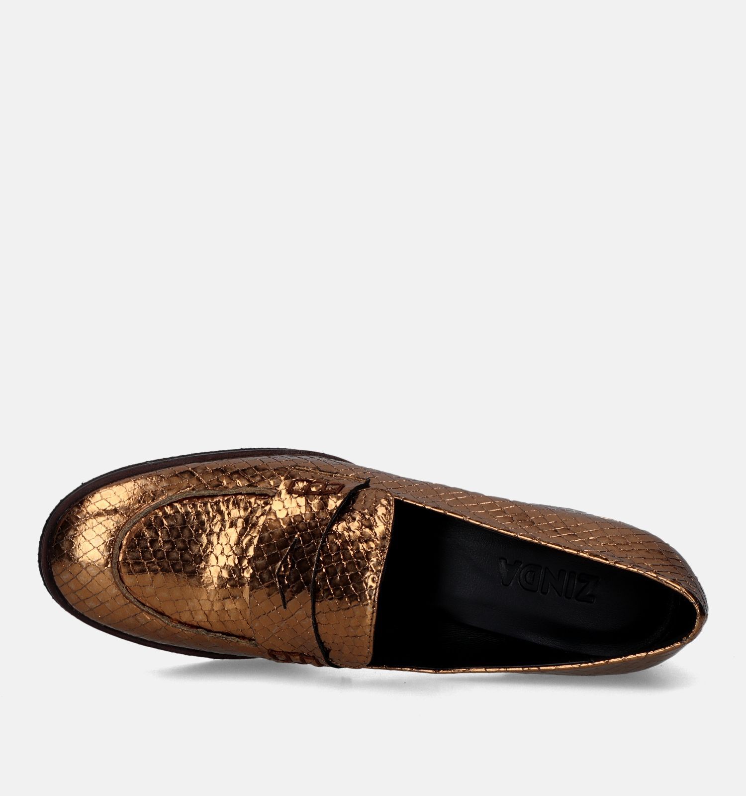 Zinda Bronzen Mocassins met blokhak Dames Pumps Online op TORFS.BE