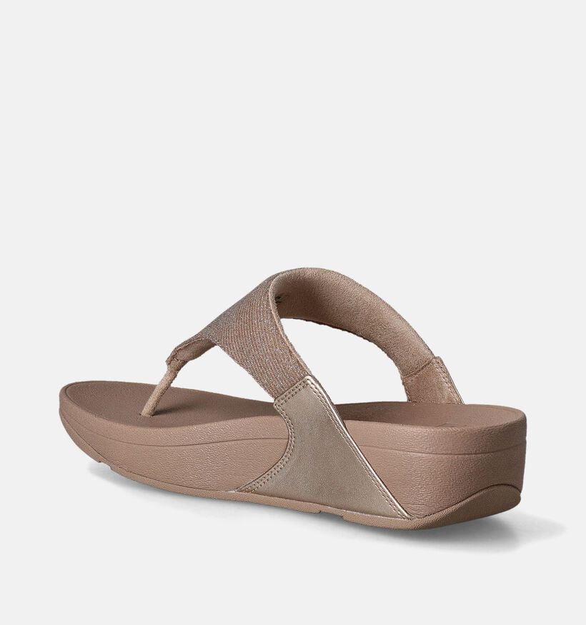 FitFlop Lulu Shimmerlux Toepost Beige Teenslippers voor dames (353638)