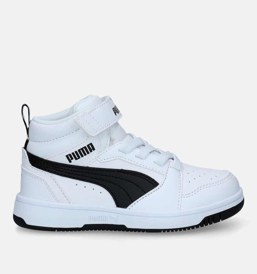 Puma Rebound V6 Mid Witte Sneakers voor meisjes, jongens (334480) - geschikt voor steunzolen