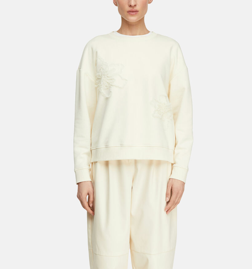 comma Embroidery Flower Sweatshirt en Beige pour femmes (373281)