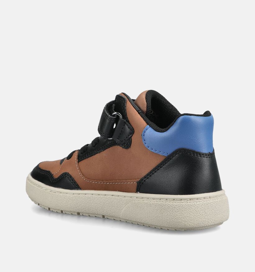 Geox Jr Theleven Cognac/Zwarte Hoge Sneakers voor jongens (376276) - geschikt voor steunzolen