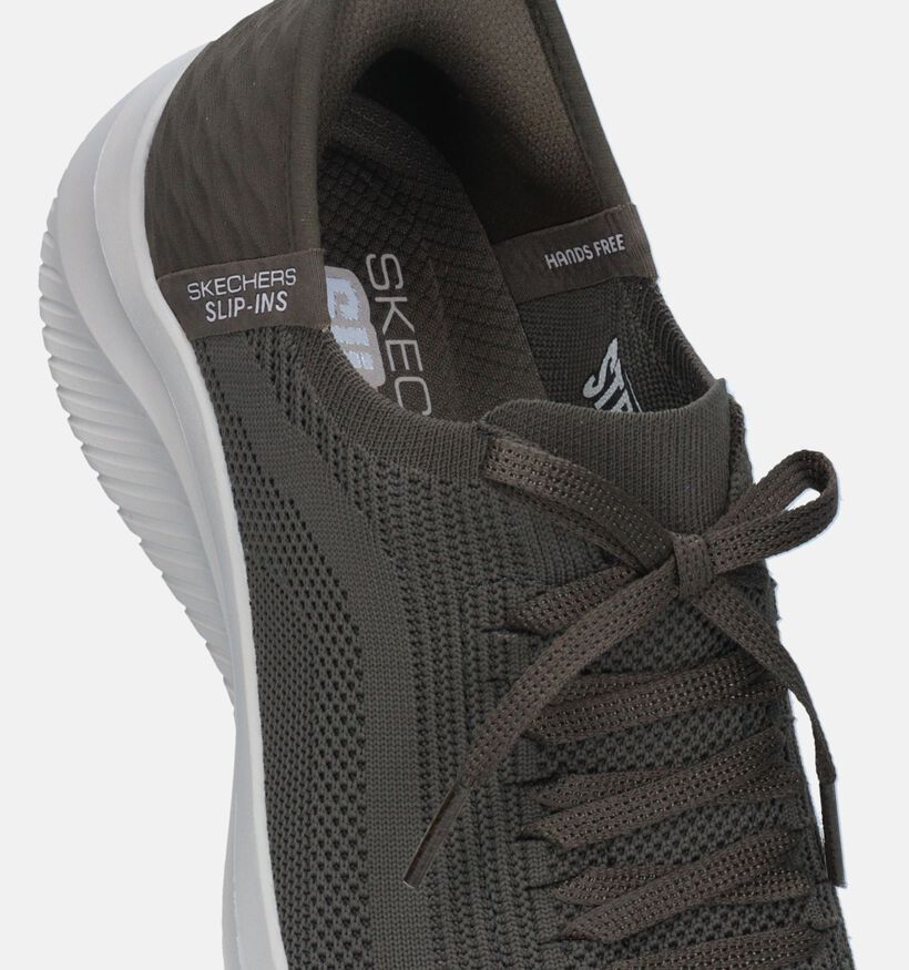 Skechers Slip-ins Ultra Flex 3.0 Brilliant Path Baskets en Vert Khaki pour femmes (343904)