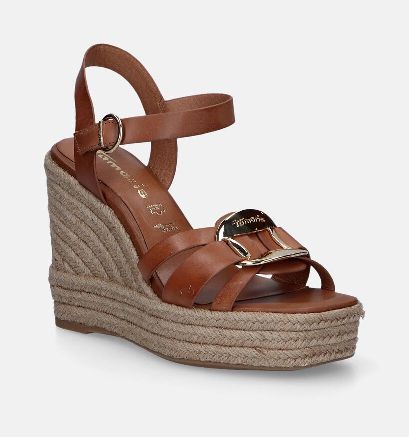 Tamaris Sandales avec talon compensé en Cognac pour femmes (338318)