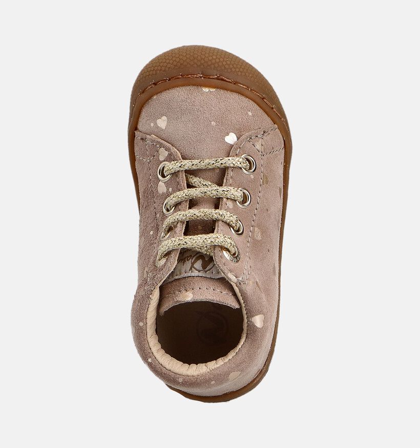 Naturino Cocoon Suede Roze Babyschoenen Hartjes voor meisjes (364233) - geschikt voor steunzolen