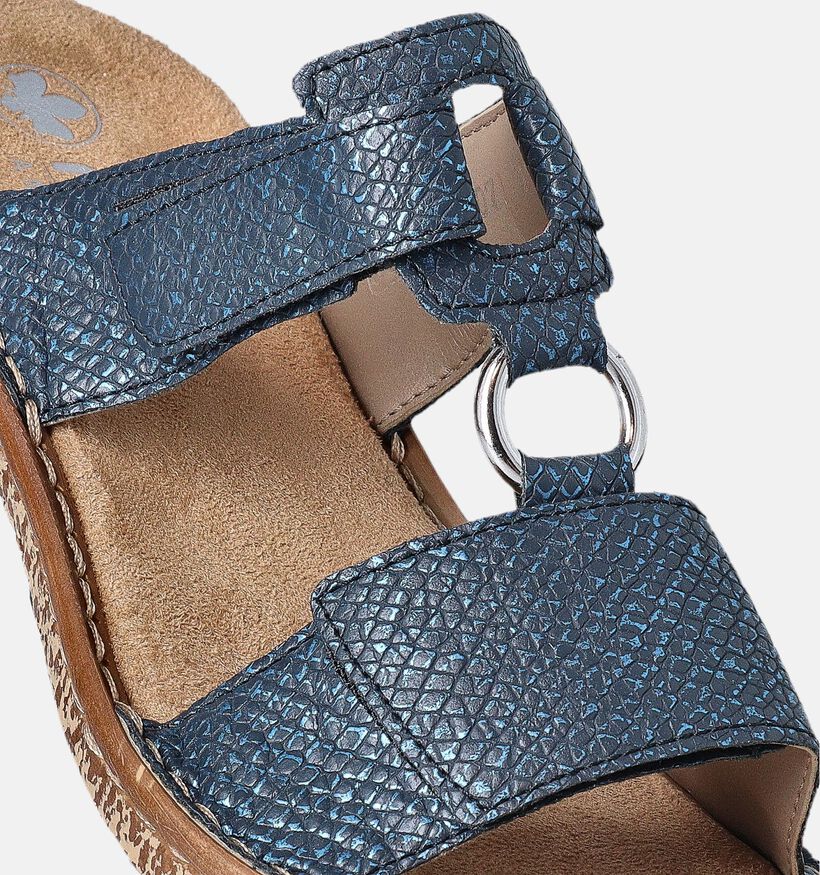 Rieker Nu-pieds plates en Bleu pour femmes (354943)