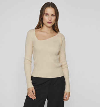 Vila T-shirts Zwart/Beige