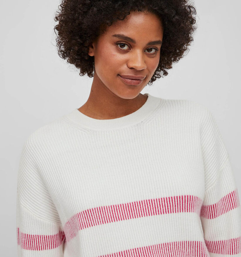 Vila Viril Pull à raye en Blanc / Rose pour femmes (326957)