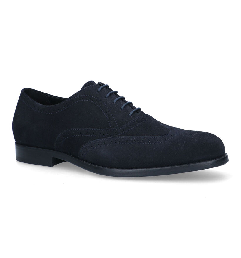 Geox Hampstead Blauwe Geklede Veterschoenen in daim (326759)