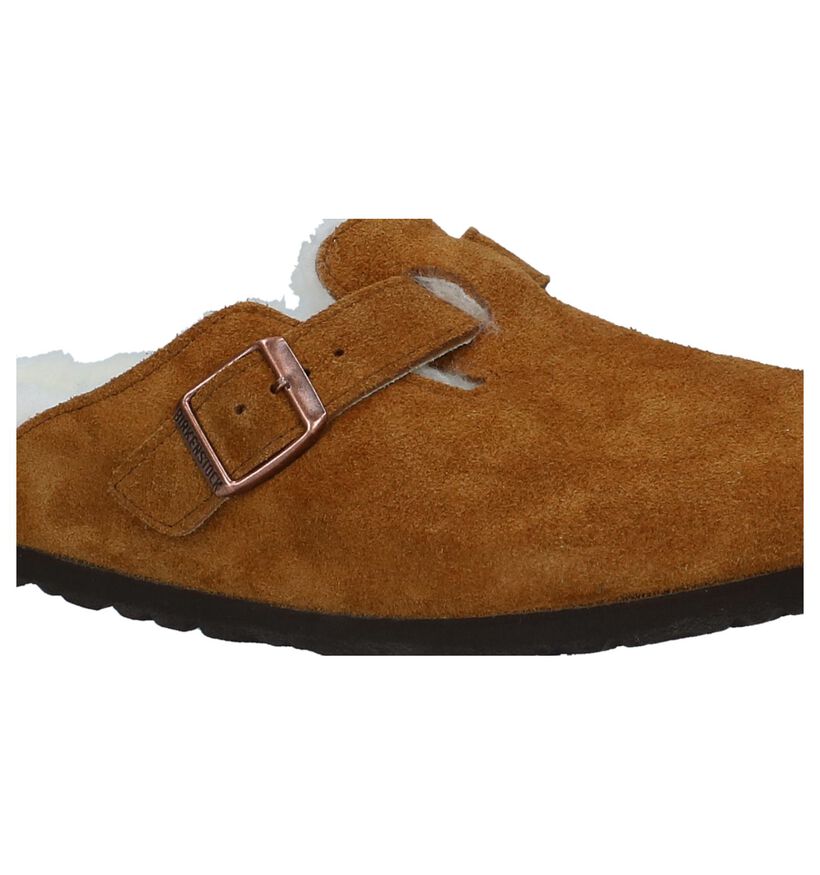 Birkenstock Boston Bruine Pantoffels in wol (231558)