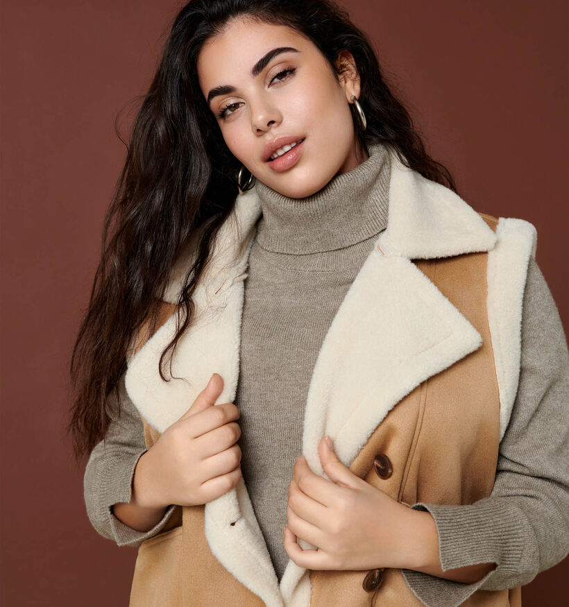 ONLY Carmakoma Rosalique Bruine Korte bodywarmer voor dames (348426)